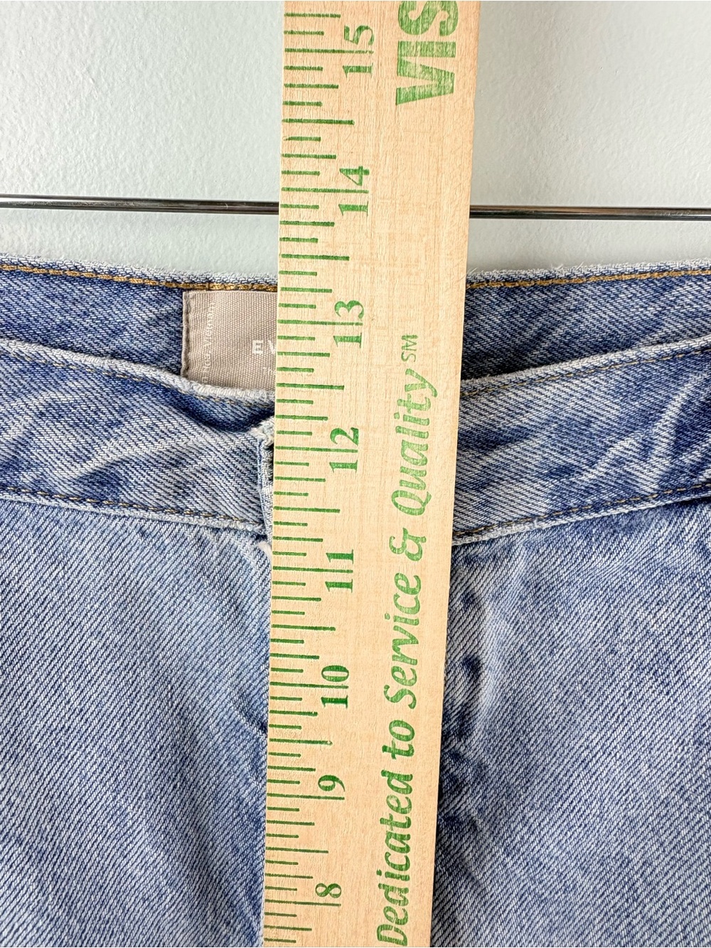 Everlane The Cheeky Long Short Denim Jean Shorts Frayed Hem Distressed Sz 33 - Picture 8 of 12
